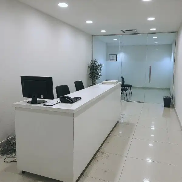 Зона ресепшн в офисе - до уборки