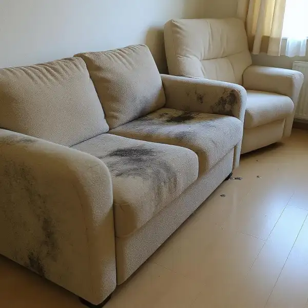 Выездная чистка мягкой мебели в студии - до уборки